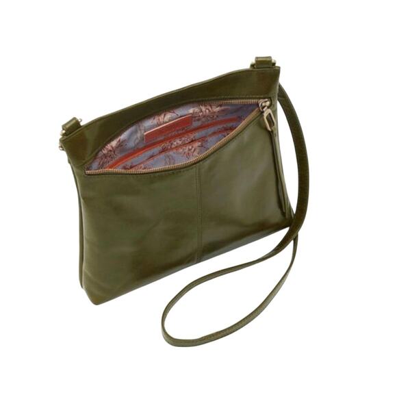 HOBO VTG Leather Crossbody Bag Green Boho Travel Office Everyday Versatile Y2K - Picture 1 of 11